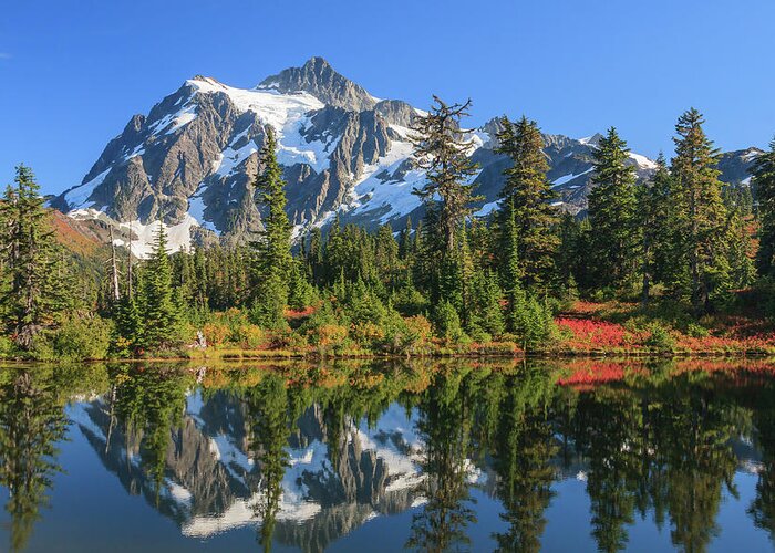 Mt. Shuksan Greeting Card featuring the photograph Shuksan Reflection by Michael Rauwolf
