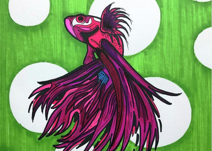 Siamese Fighting Fish Greeting Card featuring the drawing Siamese Dancer by Creative Spirit