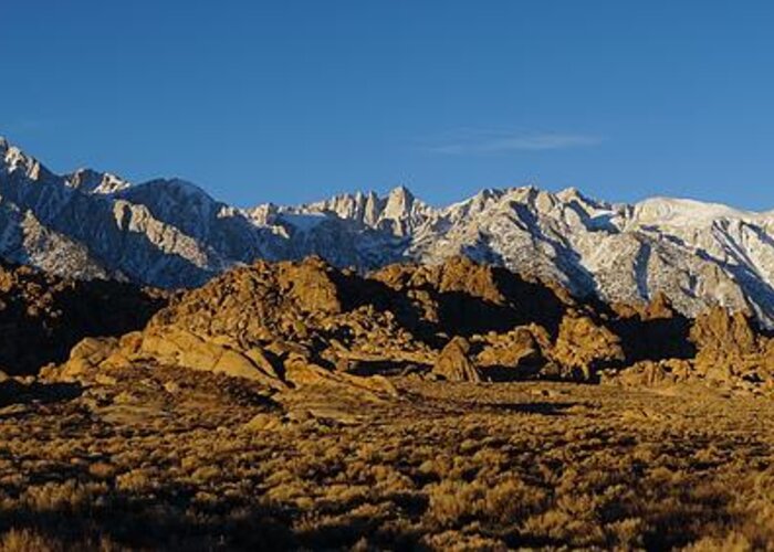 Sierra Nevada Mountains Greeting Card featuring the photograph Sierra Escarpment by Brett Harvey