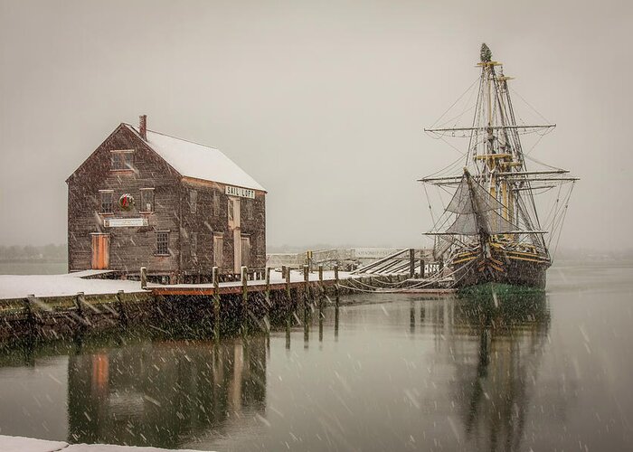 Salem Greeting Card featuring the photograph Silently the snow falls. by Jeff Folger
