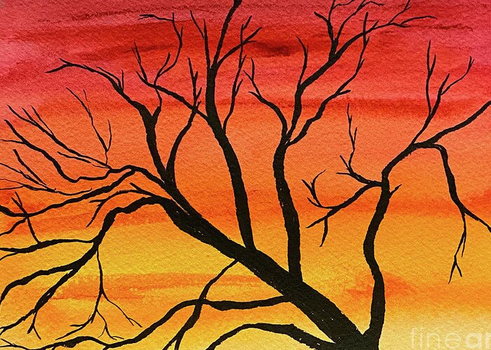 Tree Greeting Card featuring the mixed media Silhouette by Lisa Neuman