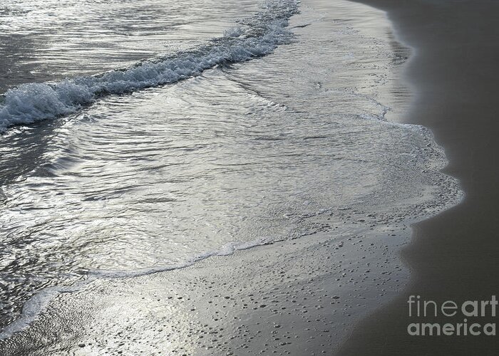 Sea Water Greeting Card featuring the photograph Silver-gray water and sand 4 by Adriana Mueller