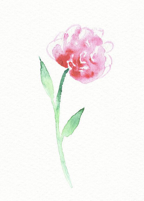Flower Greeting Card featuring the painting Simple Grace Beautiful Botanical Watercolor Pink Peony Flower III by Irina Sztukowski
