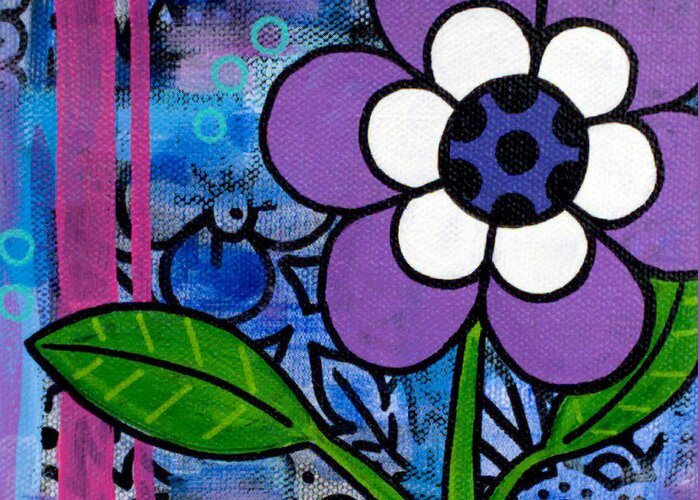 Flower Greeting Card featuring the painting Single Purple Bloom by Beth Ann Scott