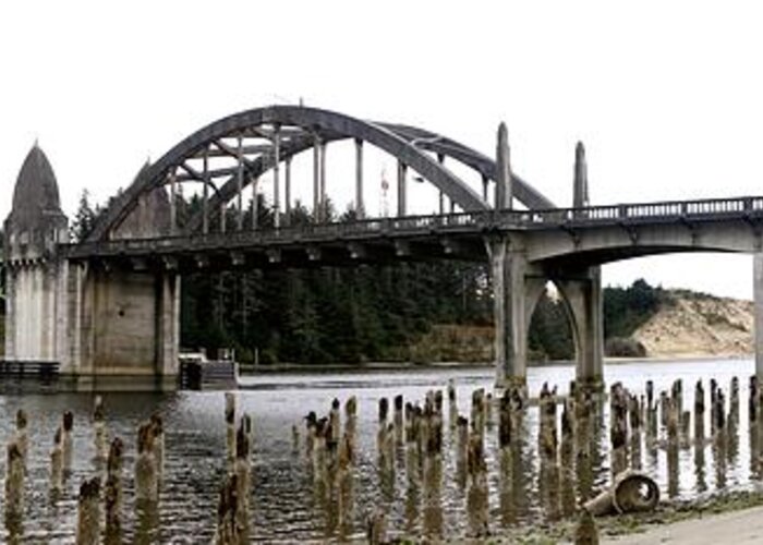 Siuslaw River Bridge Greeting Card featuring the photograph Siuslaw River Bridge, Florence, Oregon by Tony Lee