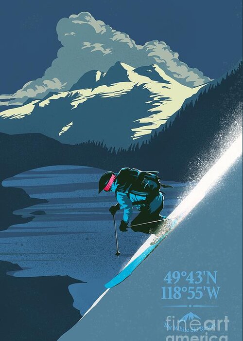 Retro Ski Art Greeting Card featuring the painting Ski Big White Retro Travel Poster by Sassan Filsoof