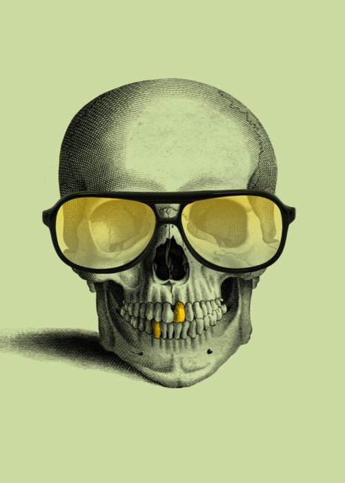 Gold Teeth Greeting Card featuring the digital art Skull With Gold Teeth Grills by Madame Memento