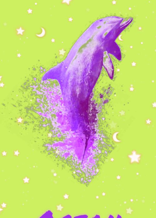 Sky Greeting Card featuring the digital art SkY Dolphin Nature by Auranatura Art