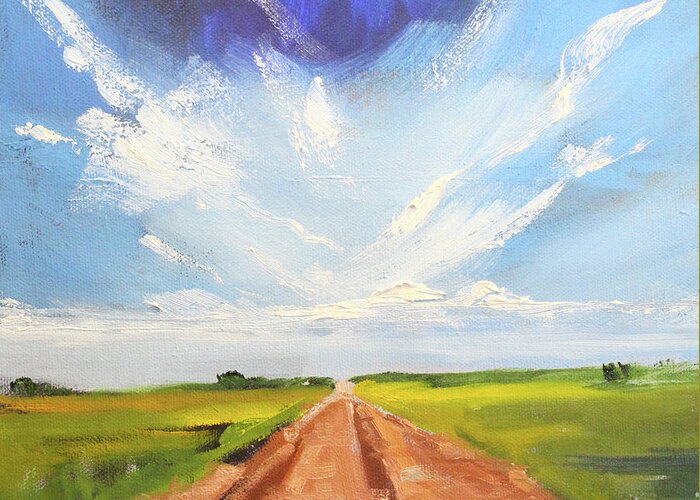 Rural Sky Greeting Card featuring the painting Sky Road by Nancy Merkle