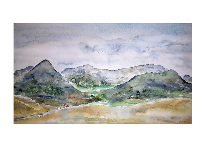 Watercolor Greeting Card featuring the painting Skye Valley by John Klobucher