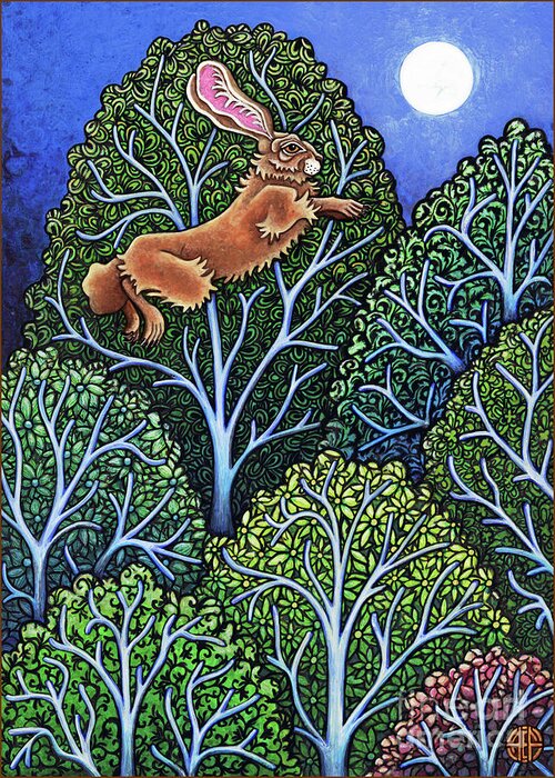 Hare Greeting Card featuring the painting Skyward Bound by Amy E Fraser