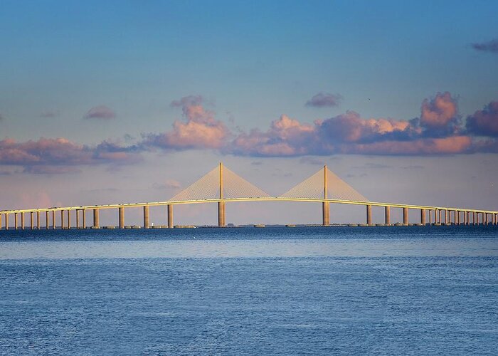 Water Greeting Card featuring the photograph Skyway Bridge by Ronald Lutz
