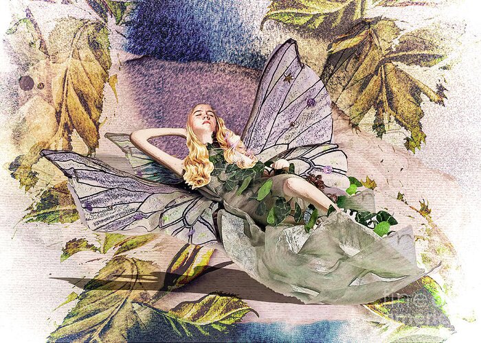 Pondering Greeting Card featuring the digital art Sleeping Fairy by Anthony Ellis