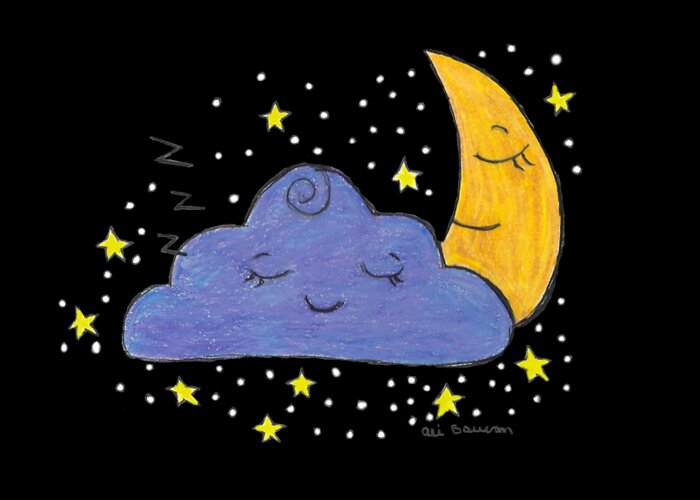 Sleepy Greeting Card featuring the drawing Sleepy Time Sky by Ali Baucom