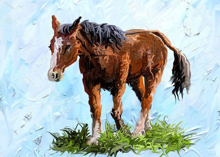 Horse Greeting Card featuring the painting Smeary Horse by Anthony Mwangi