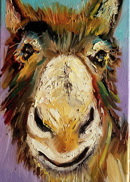 Burro Greeting Card featuring the painting Smiley by Diane Whitehead