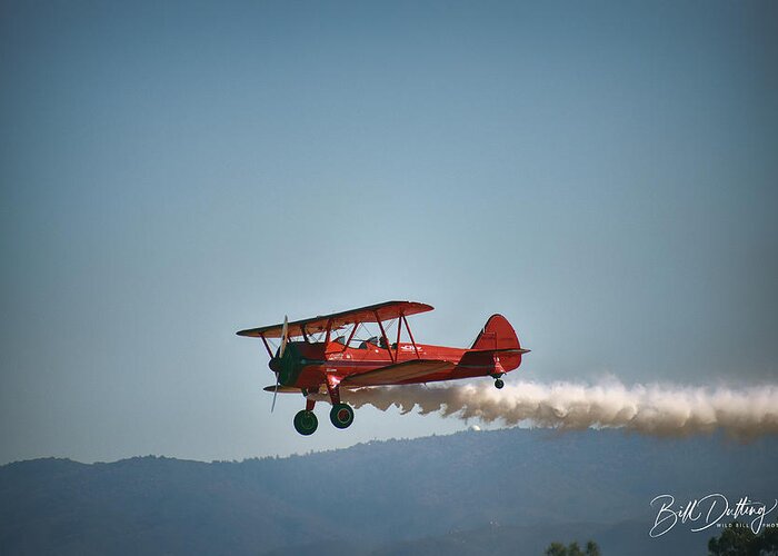 Biplane Greeting Card featuring the photograph Smokin BiPlane by Bill Dutting