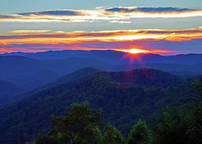 Sunset Greeting Card featuring the photograph Smoky Mountain Sunset by Gina Fitzhugh
