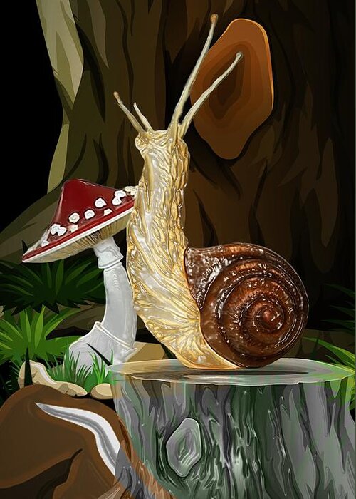 Snail Topia Greeting Card featuring the digital art Snail Topia 9 by Aldane Wynter