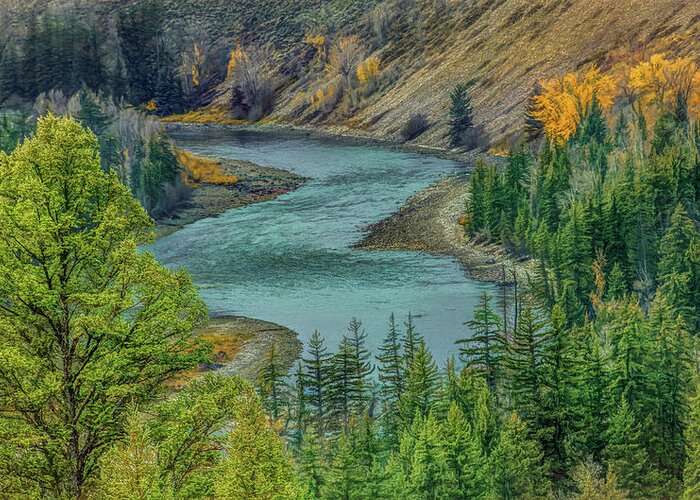  Greeting Card featuring the photograph Snake River Autumn, Wyoming by Marcy Wielfaert