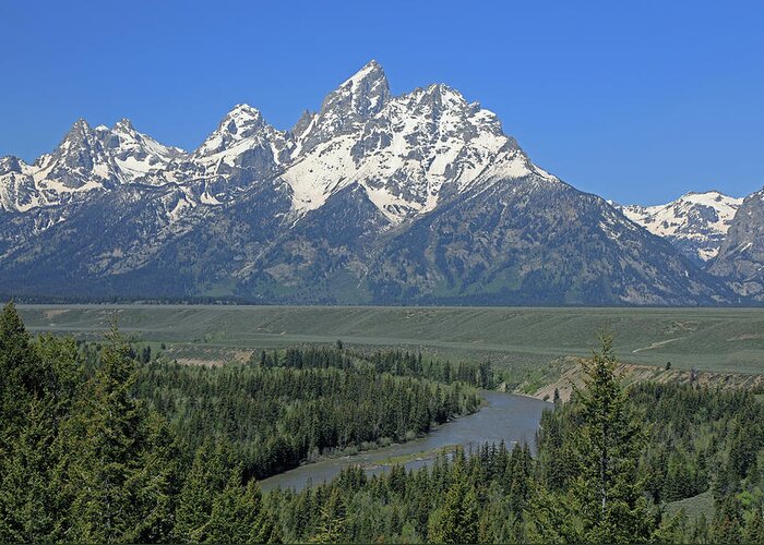 Snake River Overlook Greeting Card featuring the photograph Grand Teton NP - Snake River Overlook by Richard Krebs