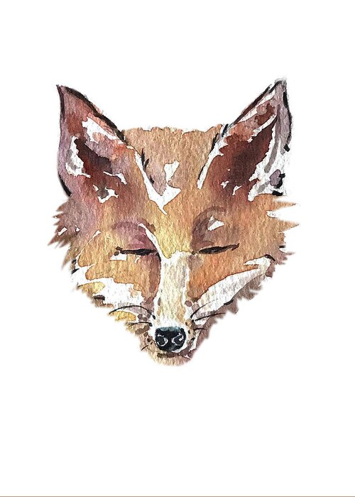 Facemask Greeting Card featuring the painting Sneaky Fox mask by Luisa Millicent