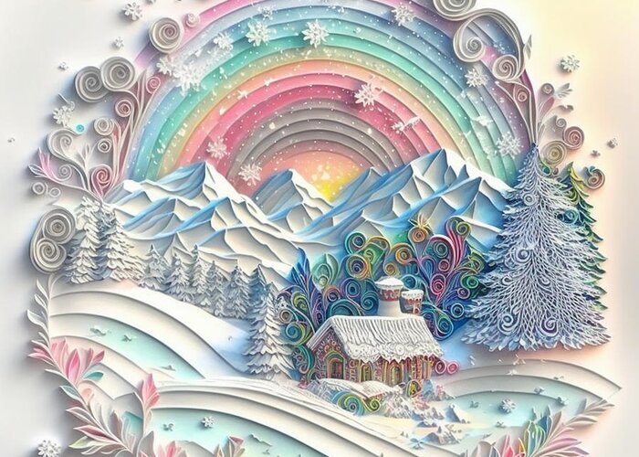 Paper Craft Greeting Card featuring the mixed media Snow And Rainbow I by Jay Schankman