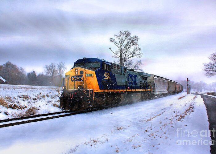 Csx Greeting Card featuring the photograph Snow and Thunder by Rick Lipscomb