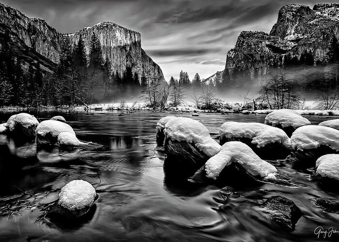 Yosemite Greeting Card featuring the photograph Snow Capped by Gary Johnson