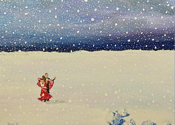 Snow Dancing Greeting Card featuring the painting Snow Dancing by Thomas Blood