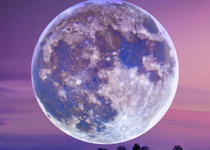 Snow Moon Greeting Card featuring the digital art Snow Moon by Robin Moline