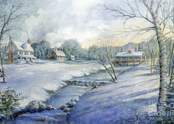 Landscape Greeting Card featuring the painting Snow Place Like Home by Andrew King