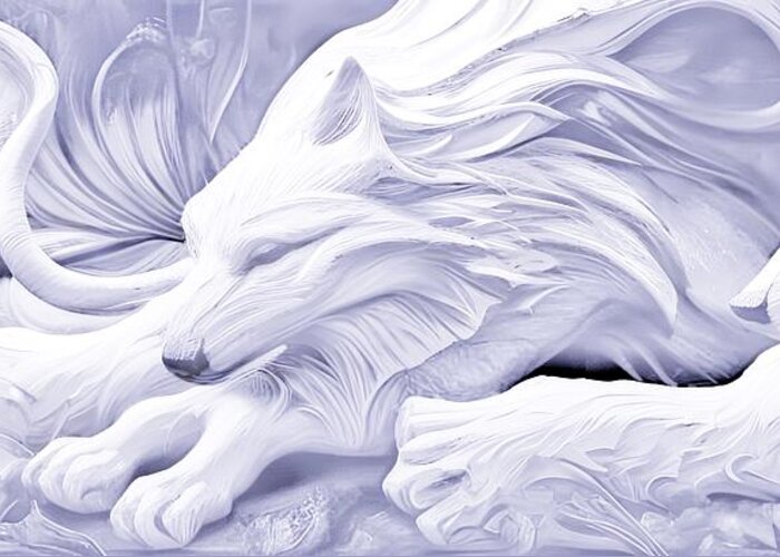 Digital White Snow Wolf Sculpture Greeting Card featuring the digital art Snow Wolves by Beverly Read