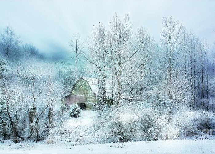 Barns Greeting Card featuring the photograph Snowfall Snowfall by Rick Lipscomb