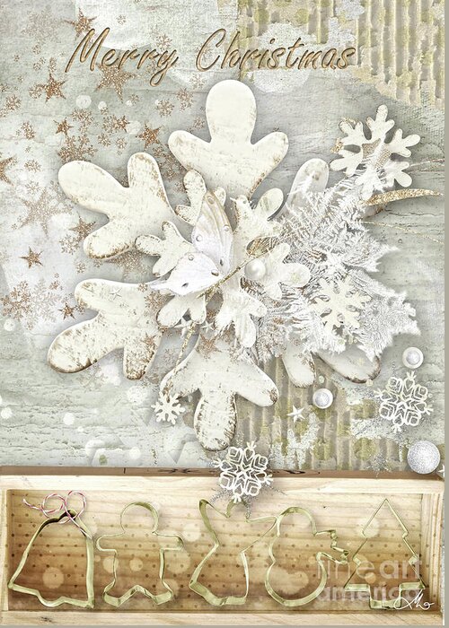 Snowflake For Christmas Greeting Card featuring the mixed media Snowflake for Christmas by Mo T