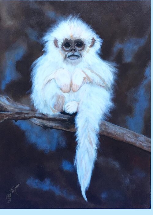  Greeting Card featuring the painting Snub Nose Golden Monkey-Monkey Business by Bill Manson