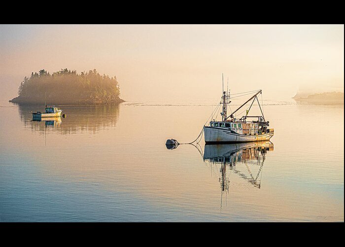 Soft Morning Light At Lube Greeting Card featuring the photograph Soft Morning Light At Lubec by Marty Saccone