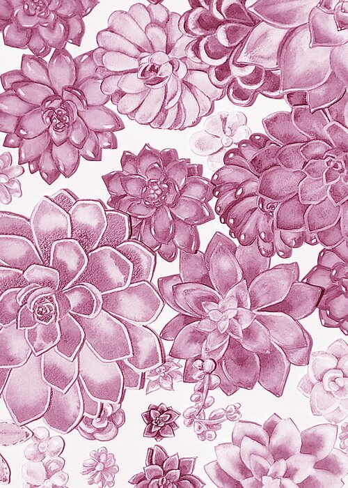 Succulent Greeting Card featuring the painting Soft Pink Succulent Plants Garden Watercolor Interior Art IV by Irina Sztukowski