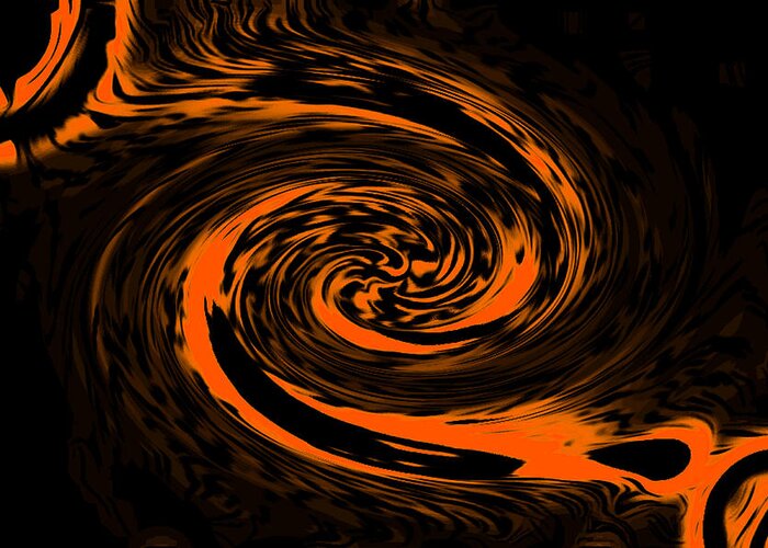 Abstract Art Greeting Card featuring the digital art Solar Fractal Orange by Ronald Mills