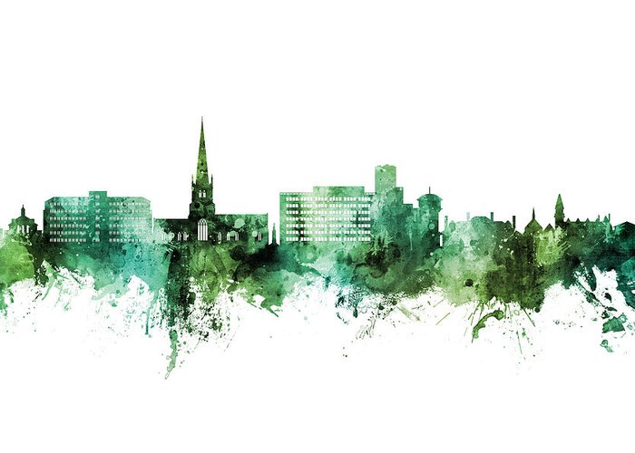 Solihull Greeting Card featuring the digital art Solihull England Skyline #09 by Michael Tompsett
