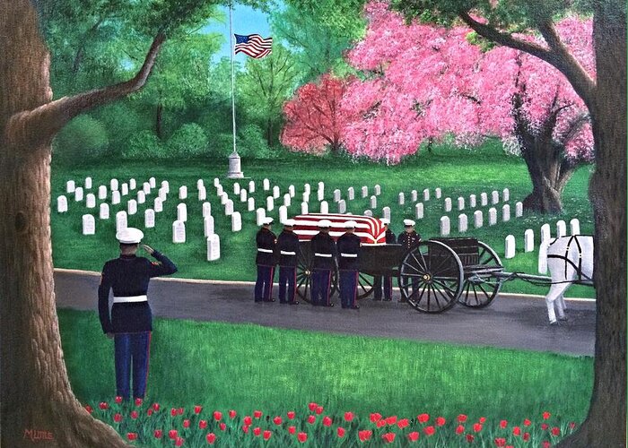 Cemetery Greeting Card featuring the painting Some Gave All by Marlene Little