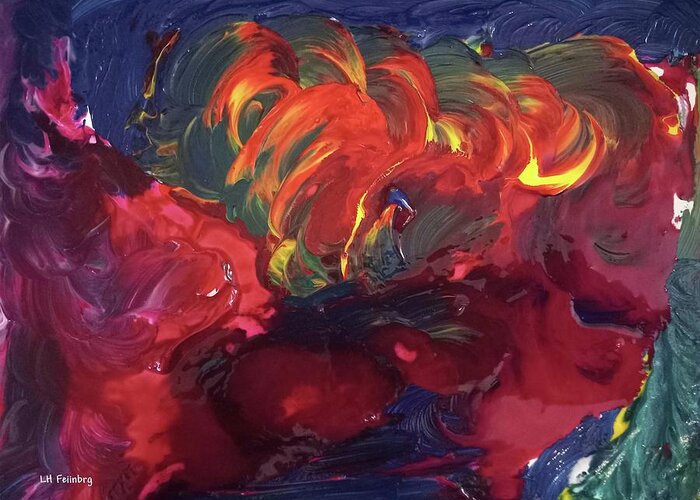 Abstract Greeting Card featuring the painting Soul Afire by Linda Feinberg
