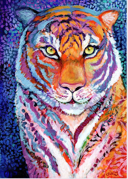 Tiger Greeting Card featuring the painting Soul Searching by Jennifer Lommers
