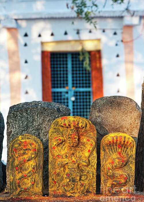 Spiritual Greeting Card featuring the photograph South Indian Hindu Shrine by Tim Gainey