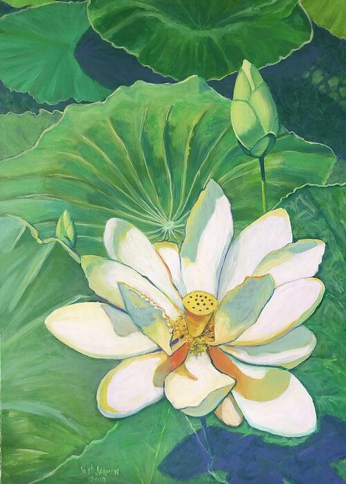 Water Greeting Card featuring the painting Southern Water Lily by Jeanette Jarmon