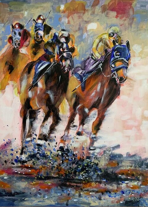 Southwell Greeting Card featuring the painting Southwell Races by Ann Leech