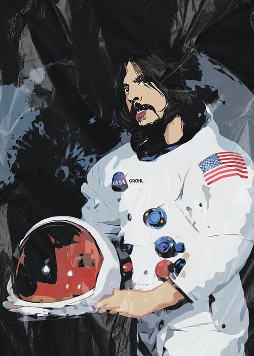 Dave Grohl Greeting Card featuring the digital art Space Dave by Christina Rick