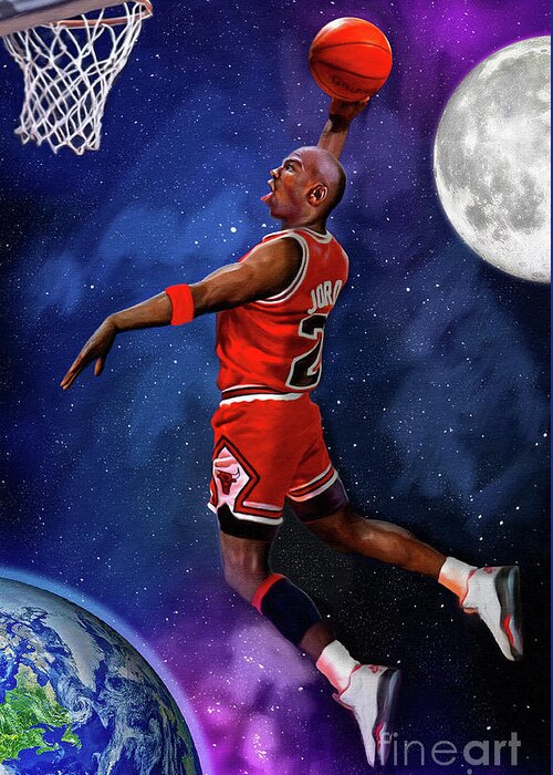 Space Jam Greeting Card featuring the mixed media Space Jam Michael Jordan by Mark Spears