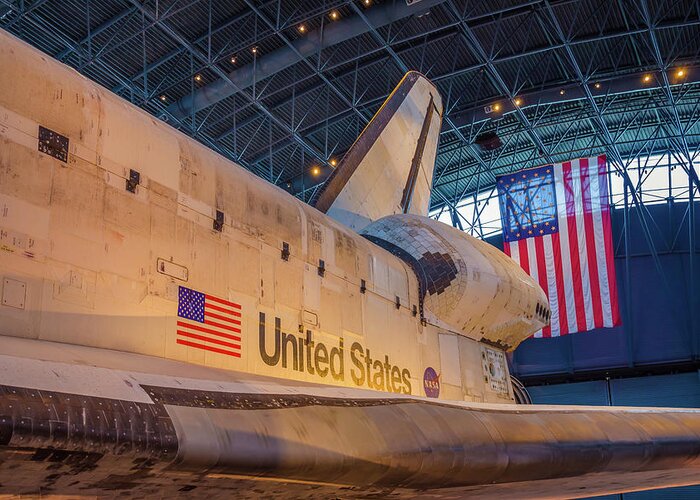Air And Space Museum Greeting Card featuring the photograph Space Shuttle Discovery Flag by Scott McGuire
