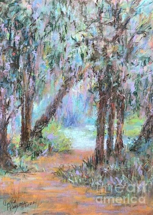 Pastel Painting Greeting Card featuring the painting Spanish Moss of Eufaula by Cynthia Parsons